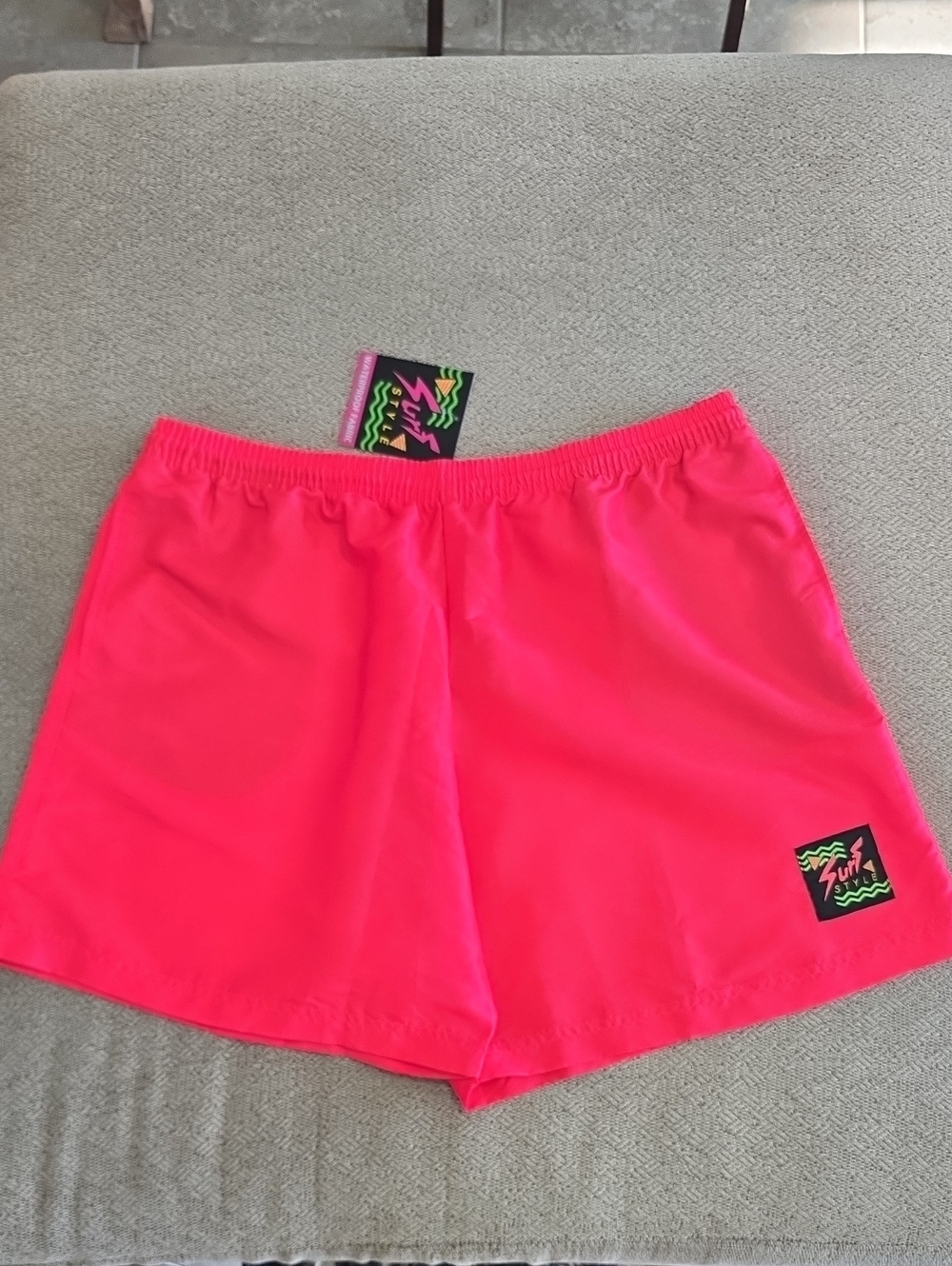 Surf Style Fluorescent Neon Pink Beach Board Shorts - Size XXL